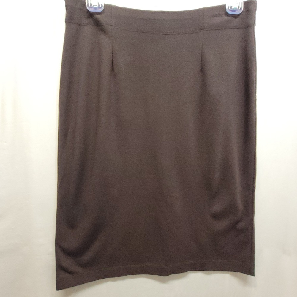 Eileen Fisher Petite Brown Italian Fabric Ponte Knit Pencil Skirt PL Espresso - Picture 2 of 11